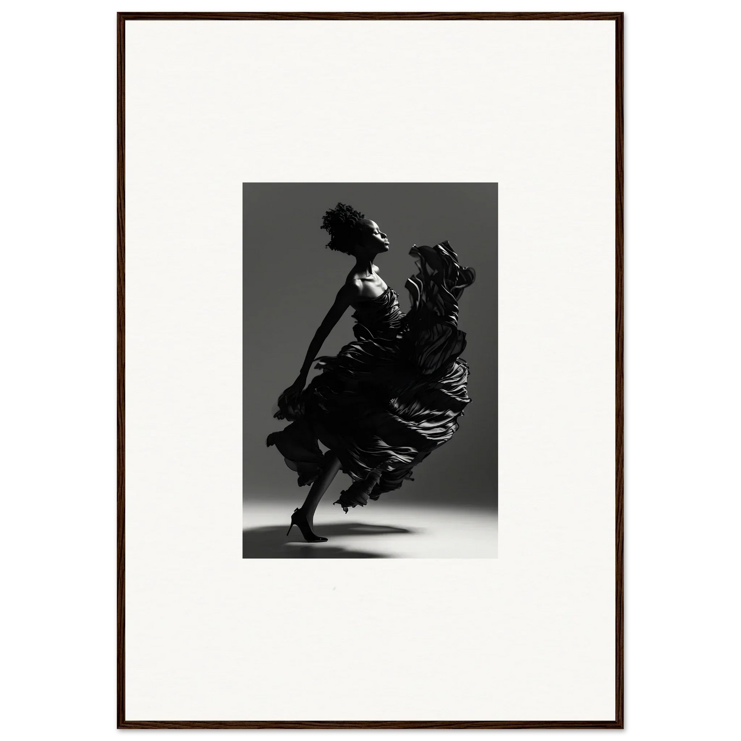 Silhouette of a dancer in a flowing dress for elegant room decor canvas prints