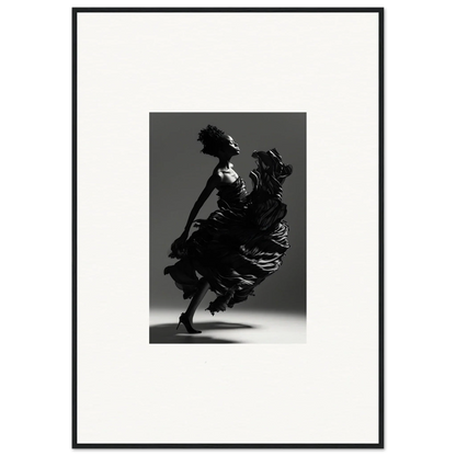 Silhouette of a twirling dancer in flowing dress for elegant room decor or canvas prints