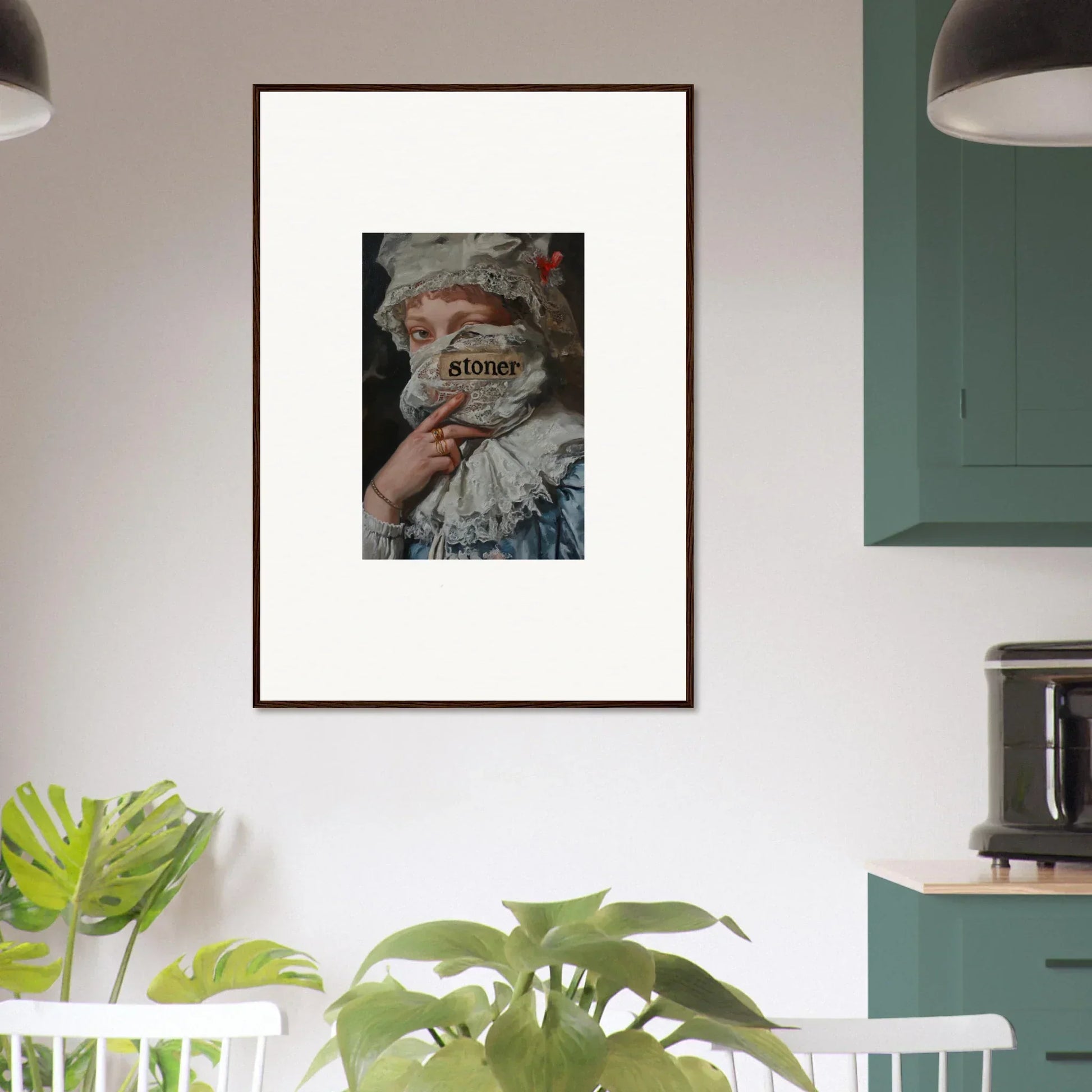 Framed wall art of a person with bandages, a striking Marvel Muse room decor piece