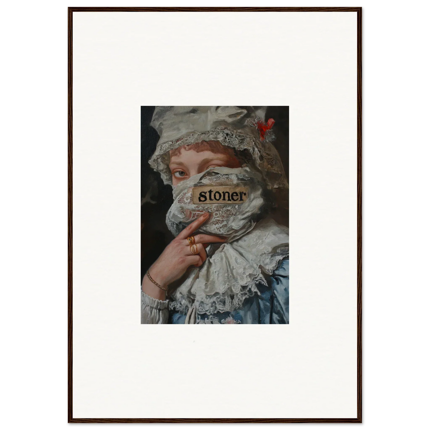 Framed wall art of a historical figure with Stoner overlay, perfect for Marvel Muse decor