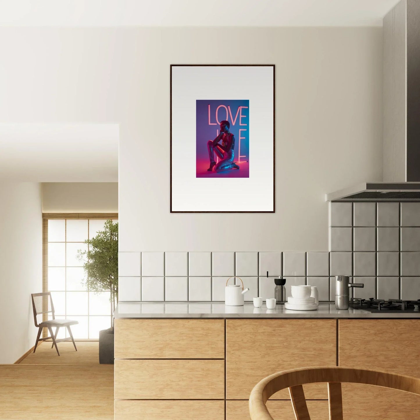 Colorful canvas print of LOVE with a stylized figure for vibrant room decoration