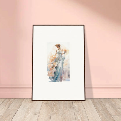 Framed wall art of a woman in a blue dress surrounded by cherubs for elegant room decor