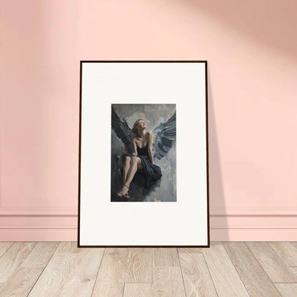 Framed canvas print of a winged figure for a dreamy room decoration with Reverie Willkommen