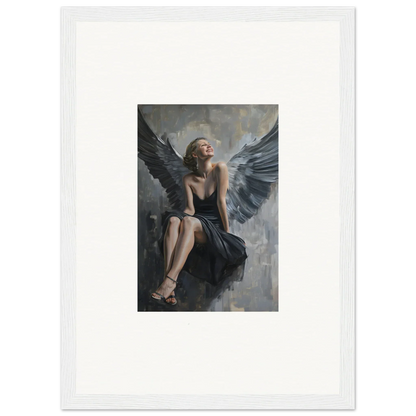 Framed canvas print of a winged figure in a dark dress for your Reverie Willkommen room decoration