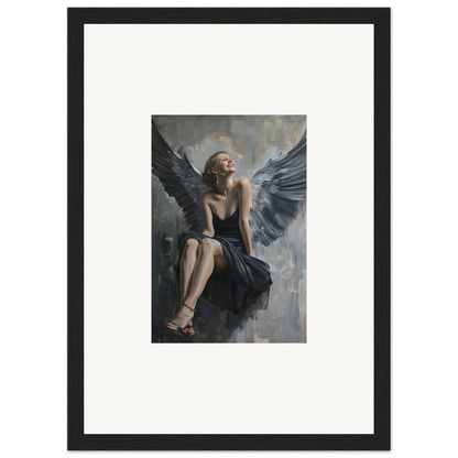 Framed canvas print of a winged figure in dark dress for your Reverie Willkommen room decoration