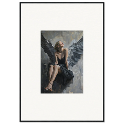 Winged woman in dark dress for a dreamy room decoration canvas print