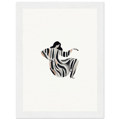 Stylized silhouette of a seated figure in striped garment for Epic Drizzle Reverie room decor