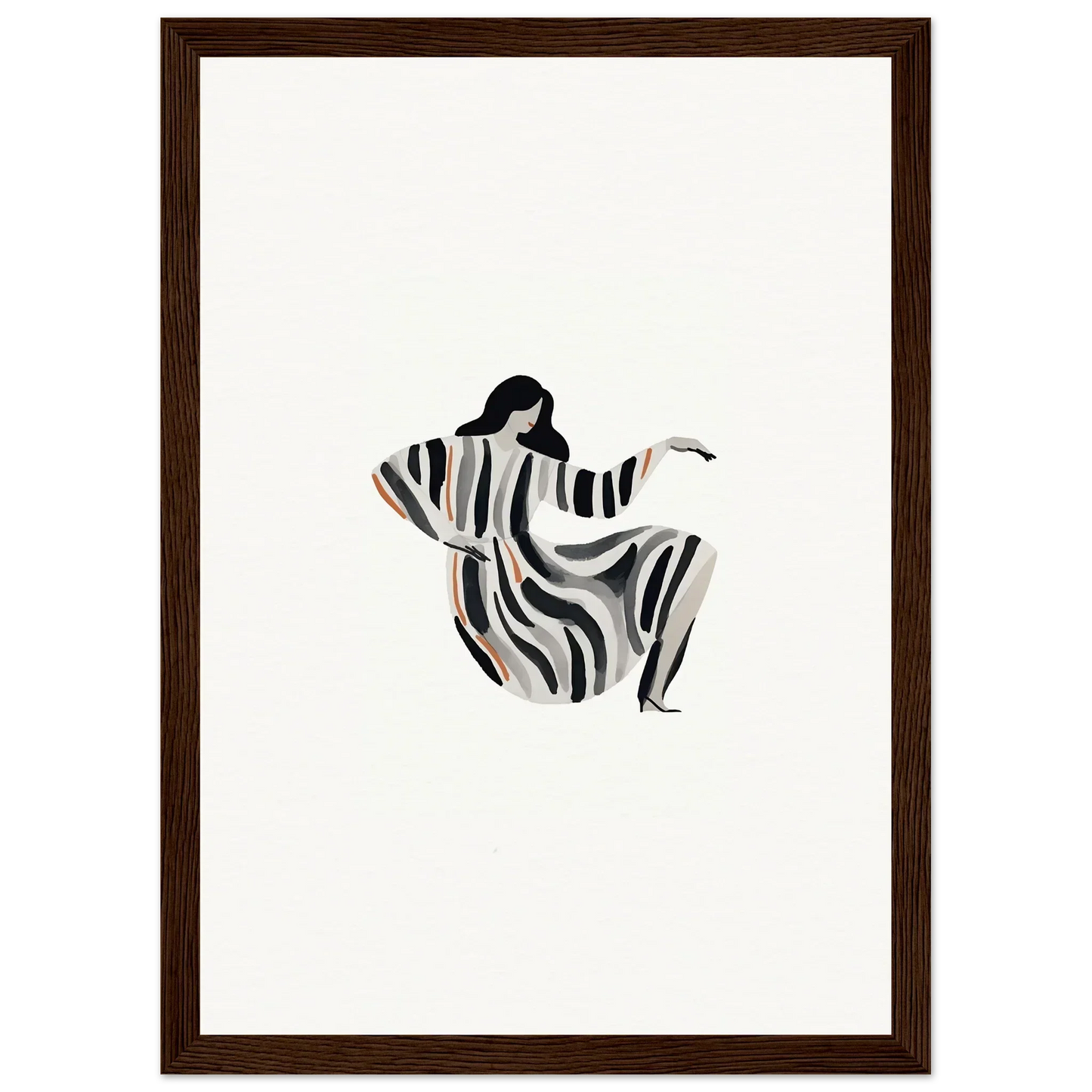 Stylized figure in zebra-striped robe for Epic Drizzle Reverie room decor wall art