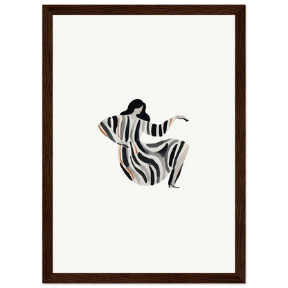 Stylized figure in zebra-striped robe for Epic Drizzle Reverie room decor wall art