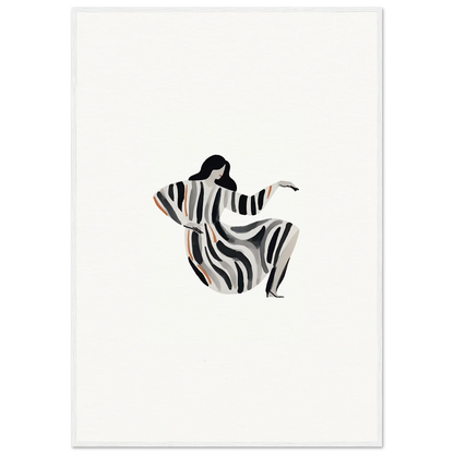 Stylized figure in zebra-striped garment, enhancing Drizzle Reverie room decor