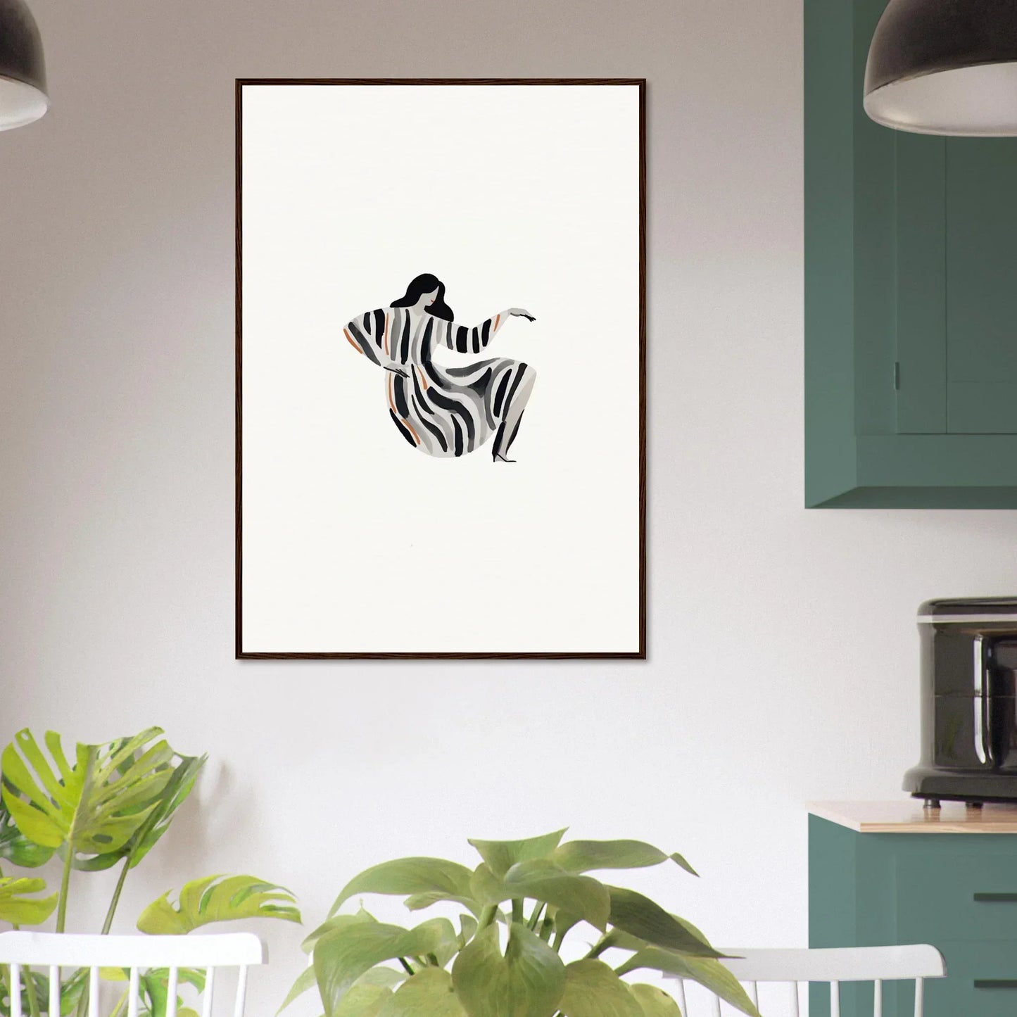 Minimalist black and white seated nude sketch for Epic Drizzle Reverie room decor