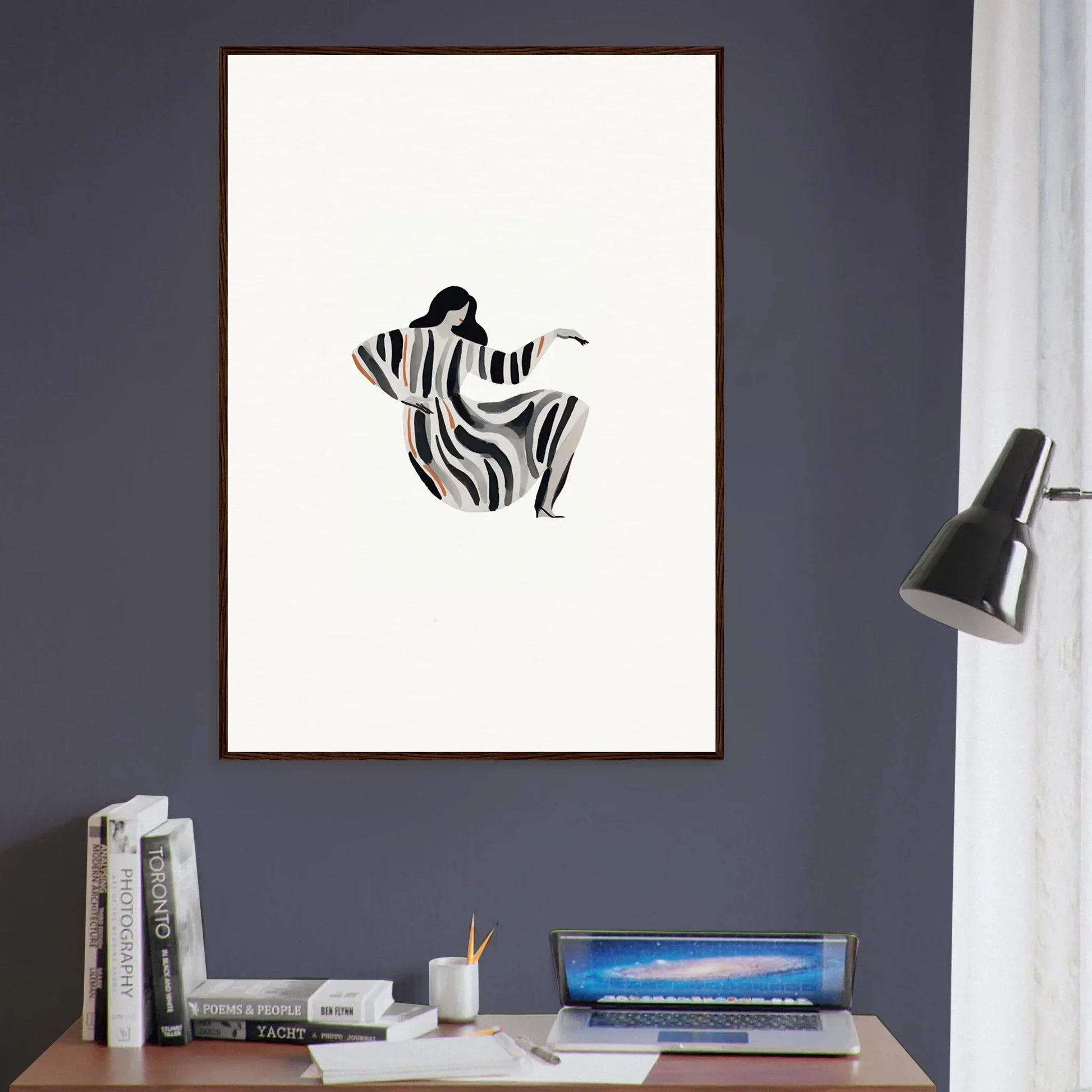 Stylized silhouette of a woman in a dress, perfect for Drizzle Reverie room decor