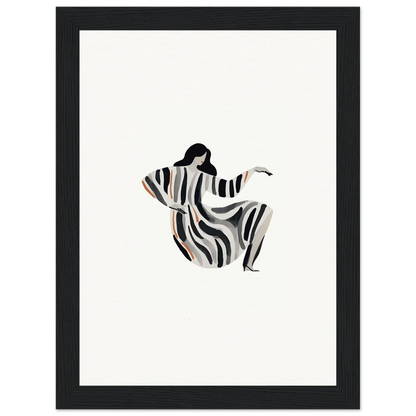 Stylized figure in zebra-striped garment, perfect for Drizzle Reverie wall art decor