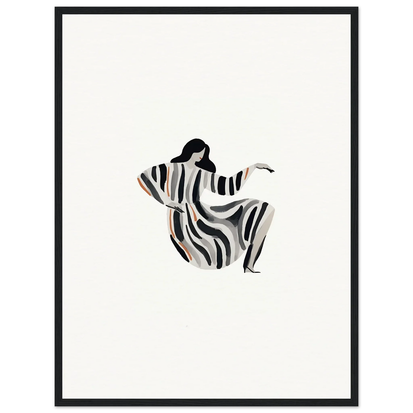 Stylized figure in striped garment symbolizes Drizzle Reverie for chic room decor