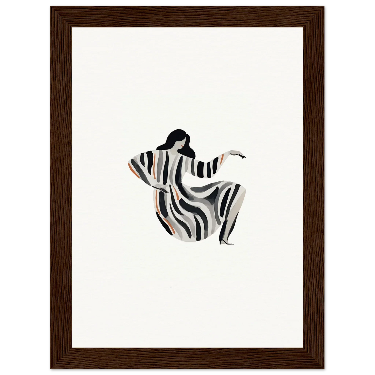 Stylized figure in zebra-striped robe, perfect for Epic Drizzle Reverie wall art decor