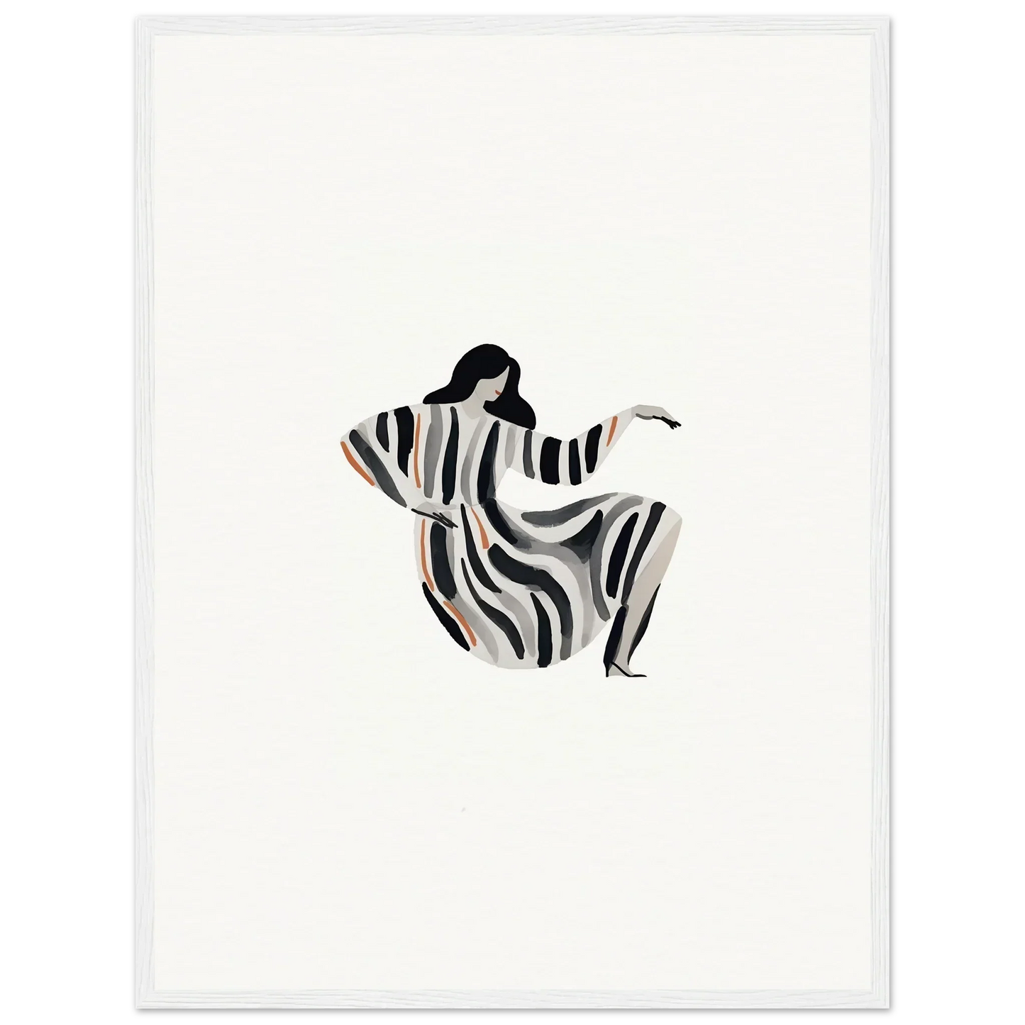 Stylized figure in zebra-striped robe for Epic Drizzle Reverie wall art decor