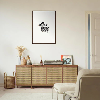 Wooden sideboard with rattan doors, enhancing Room Decor for Epic Drizzle Reverie