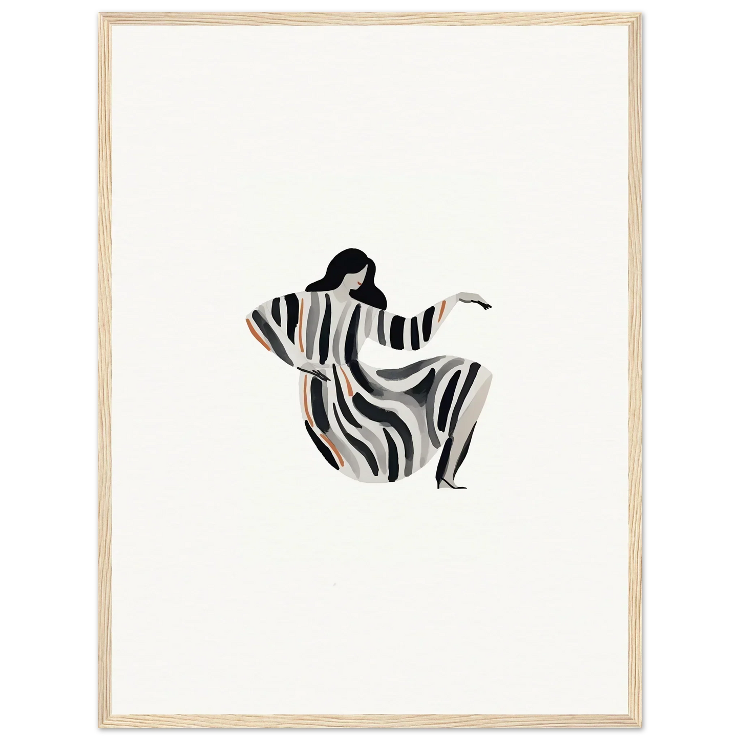 Stylized figure in zebra-striped robe for Epic Drizzle Reverie wall art decor