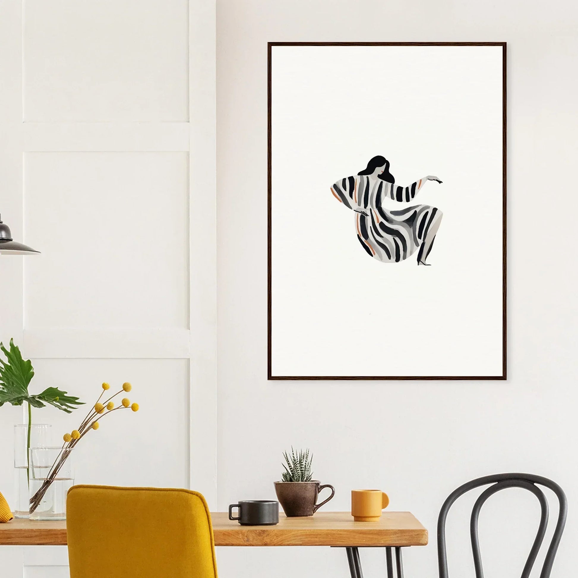 Framed black and white zebra-like artwork for stylish room decor, Epic Drizzle Reverie