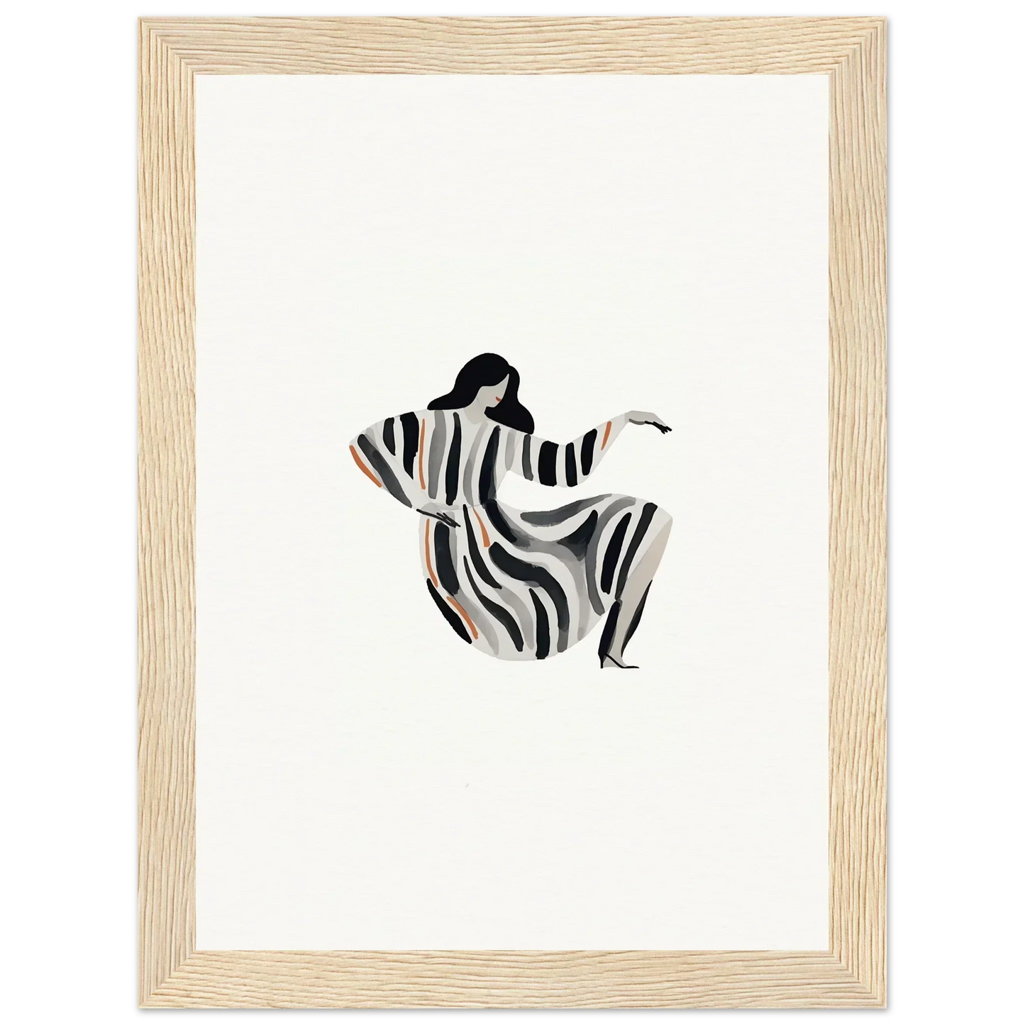 Stylized figure in zebra-striped dress for Epic Drizzle Reverie room decor art