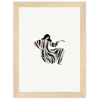 Stylized figure in zebra-striped dress for Epic Drizzle Reverie room decor art