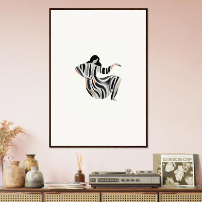 Framed wall art of a striped human figure, ideal for drizzle reverie room decor