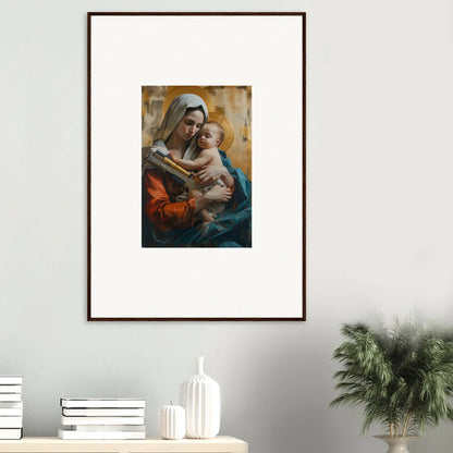 Framed canvas print of a woman with a baby, perfect for cozy room decoration wall art