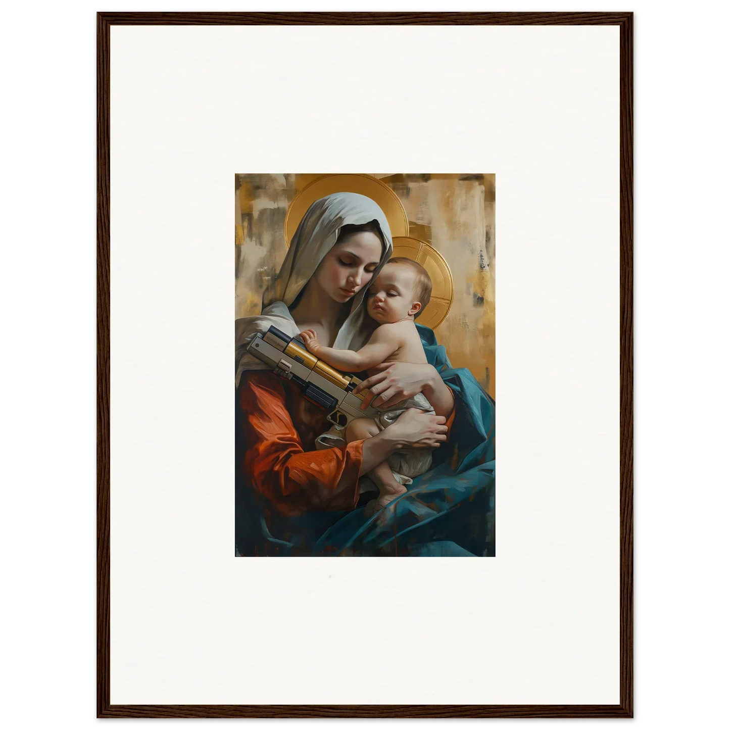 Framed Madonna and Child canvas print for elegant room decoration and stunning wall art