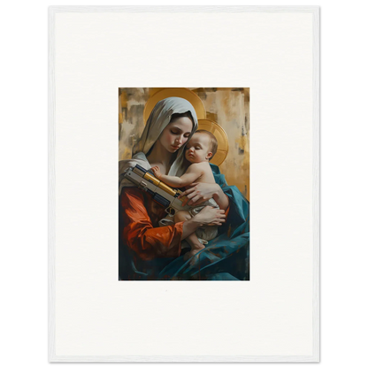 Painting of a woman holding a baby, perfect as wall art for room decoration