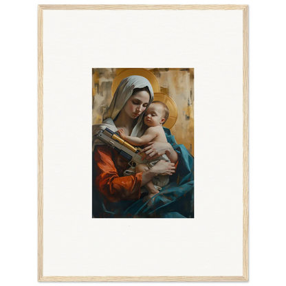 Framed canvas print of a woman with a baby for stunning room decoration wall art