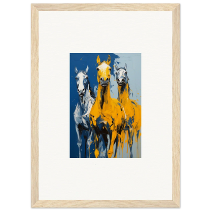 Framed wall art of colorful horses running, perfect for Eleven Sunrise room decor