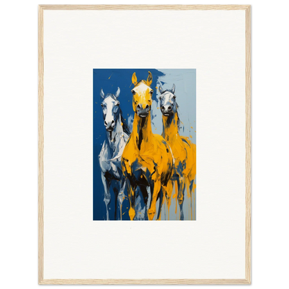 Framed wall art of vibrant horses in Eleven Sunrise, perfect for room decor