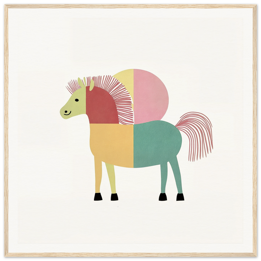 Colorful geometric horse illustration for Equine Geometry Riot featuring vibrant color blocks