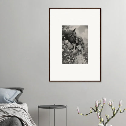 Framed black and white donkey photo perfect for room decoration and whisper spell vibes