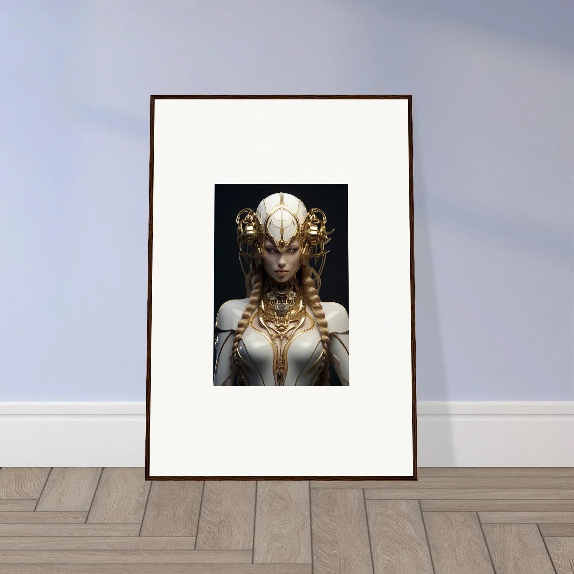 Framed Wall Art of a Surreal Gilded Cosmos Humanoid for Unique Room Decor