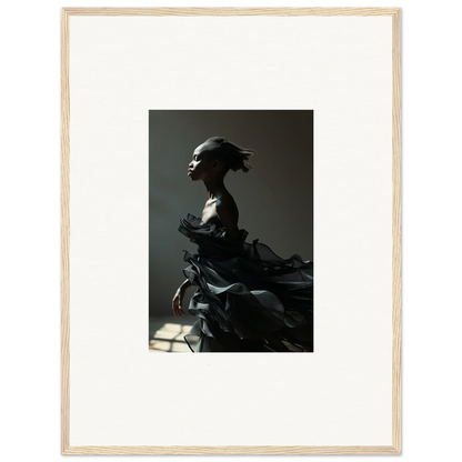 Dramatic silhouette in Essence Black Alchemy, perfect for room decor as framed wall art