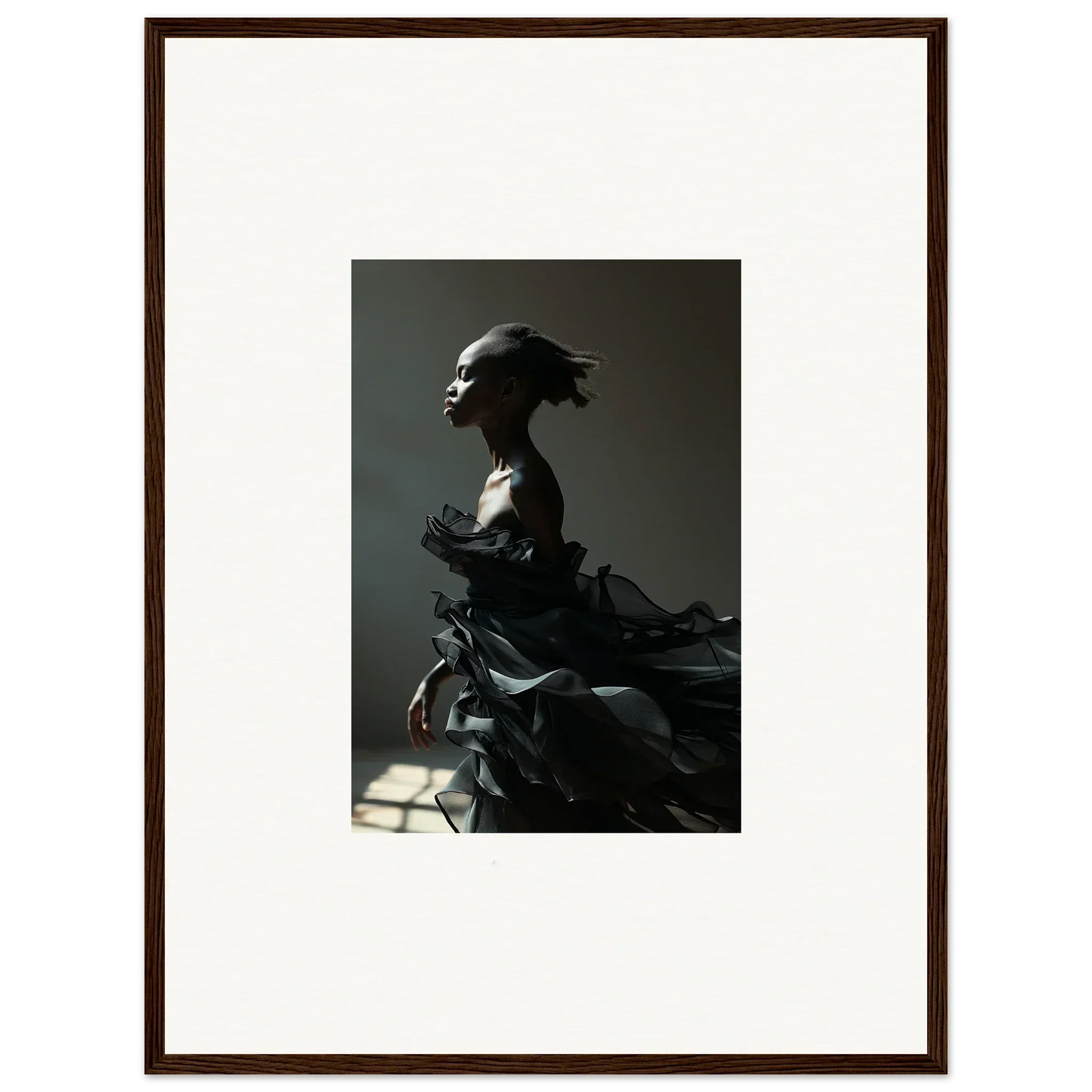 Dramatic black-and-white profile portrait for Black Alchemy framed wall art