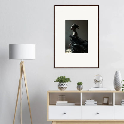 Framed black and white photograph of a person in profile, perfect for Room Decor