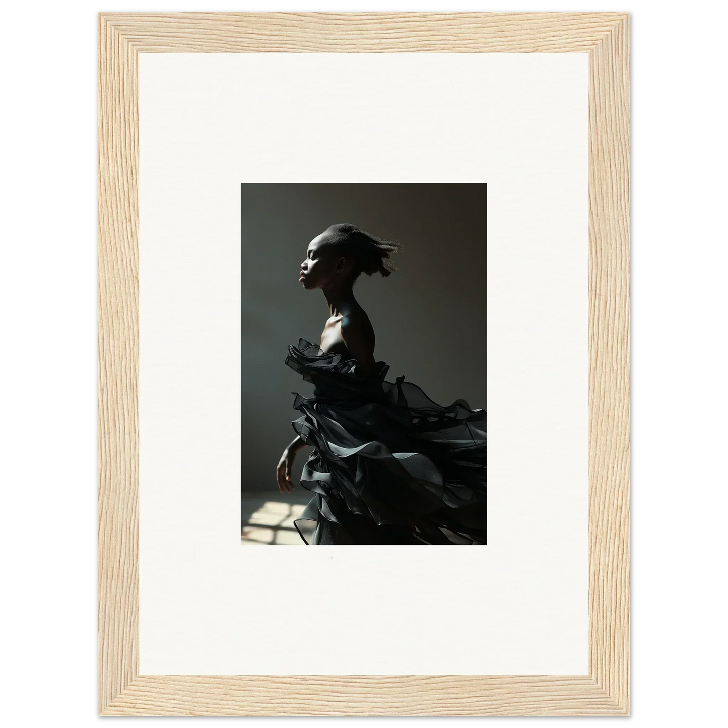 Framed black and white photograph of a sculptural bust, perfect for black alchemy room decor