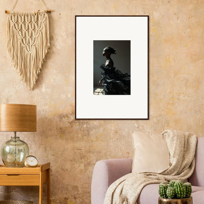 Framed black and white photograph in period dress for elegant room decor, Black Alchemy