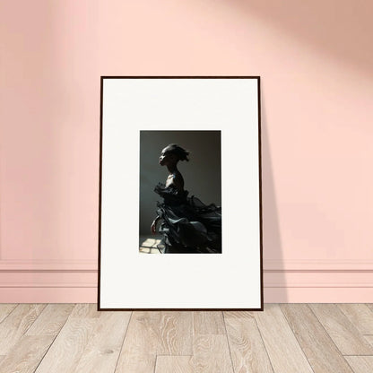 Framed black and white photograph of a person in historical costume for black alchemy room decor