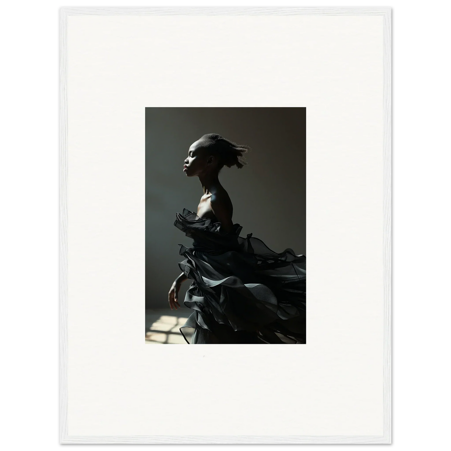 Dramatic silhouette sculpture for Essence Black Alchemy framed wall art room decor