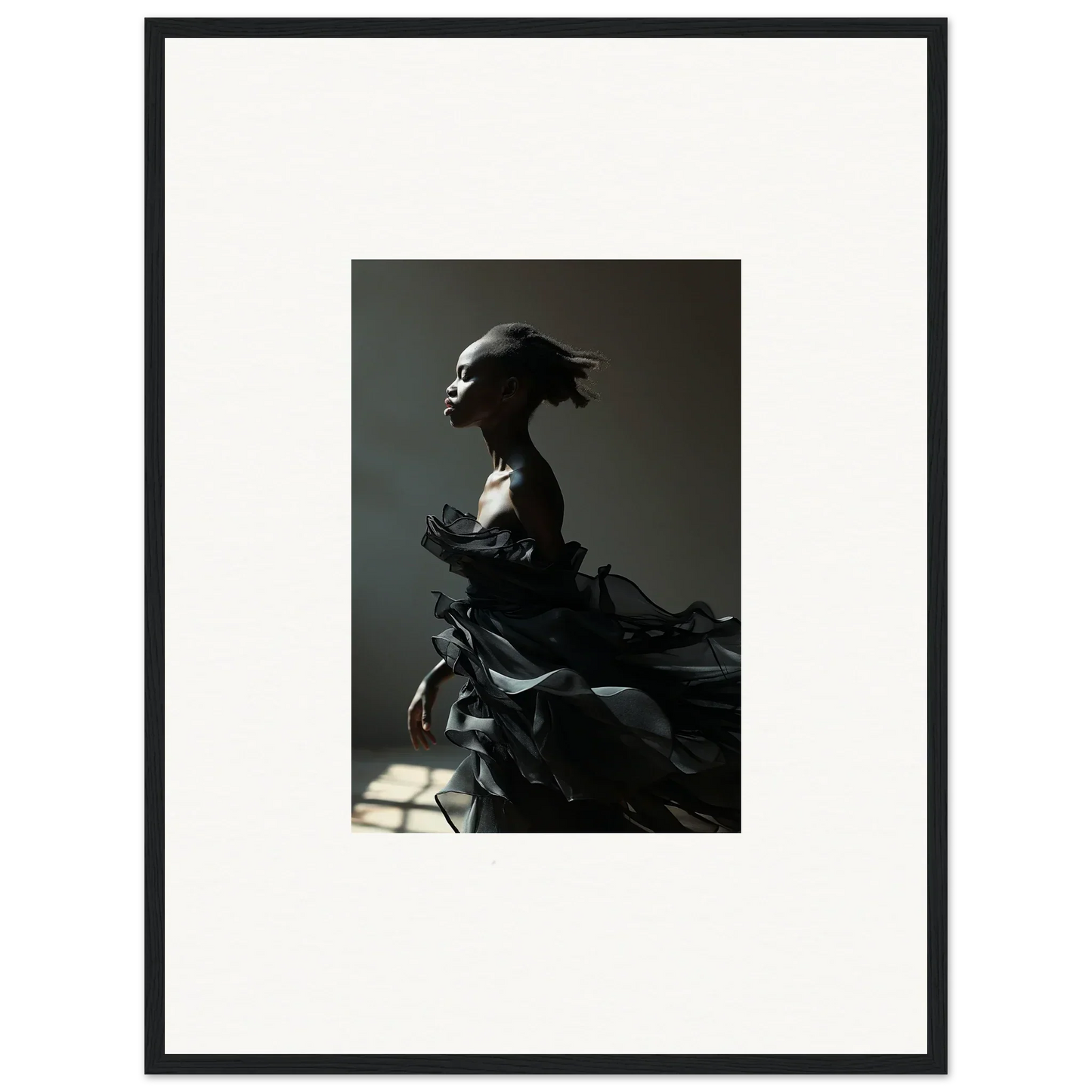 Dramatic black-and-white sculptural bust for elegant room decor and framed wall art