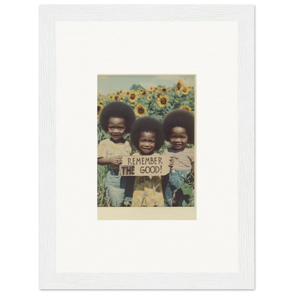 Vintage framed photo of kids with Remember the good sign for charming room decoration