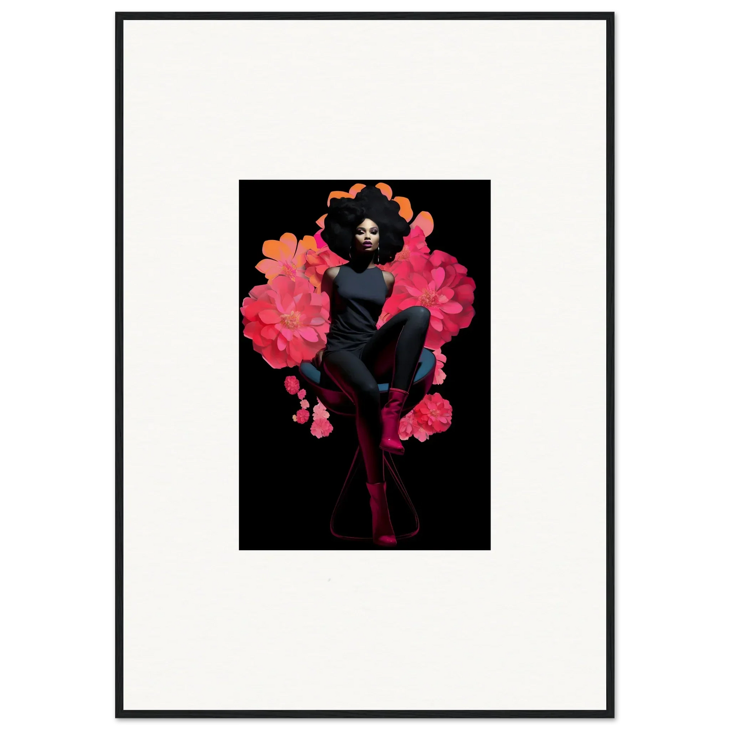 Framed canvas print of a figure with pink smoke, perfect for your Equinox Sovereign room decoration