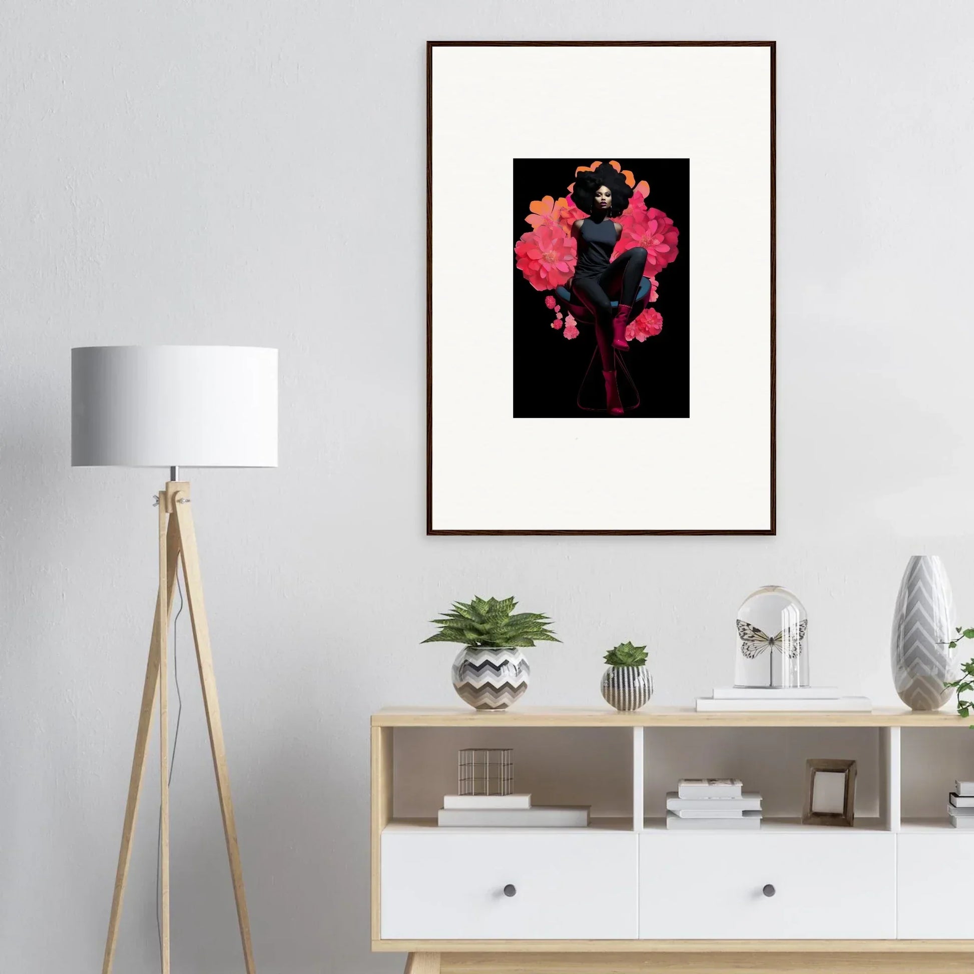 Vibrant pink floral canvas print for room decoration, Eternal Equinox Sovereign design