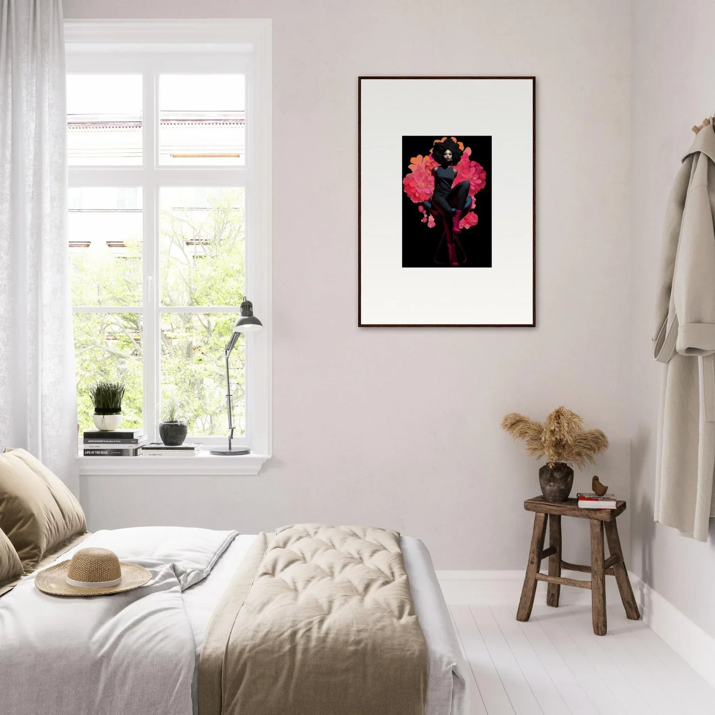 Framed canvas print of vibrant red flowers, perfect for Equinox Sovereign room decoration