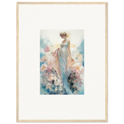 Framed watercolor of a dreamy female figure for elegant room decoration canvas print