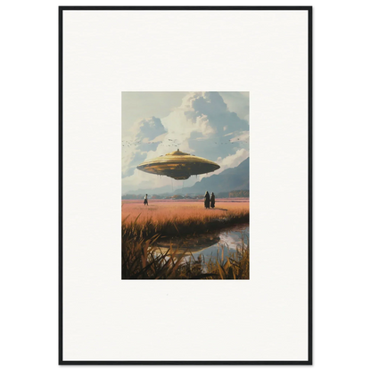 UFO hovering over a rural landscape for a cool Ether Drifting Suns canvas print