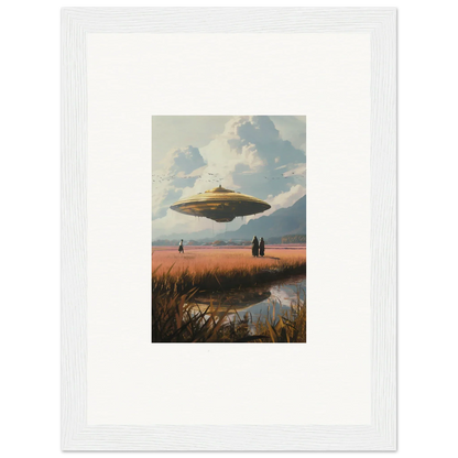 Cool Flying Saucer Hovering in the Sky Canvas Print for Drifting Suns Room Decoration